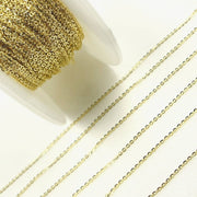 14K Solid Gold Flat Cable Link Chain